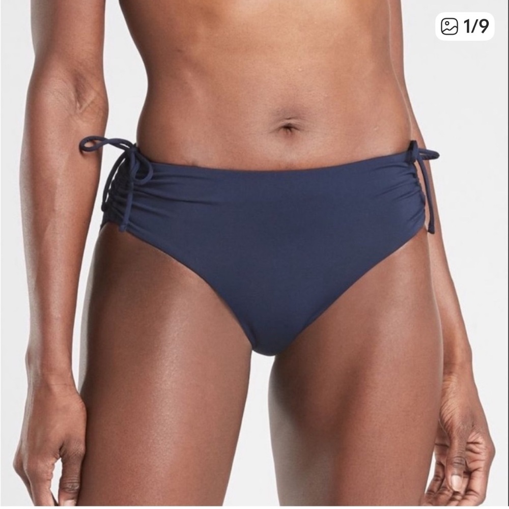 Athleta Navy Cinch Full Bottom Women's Swim size Medium NWT